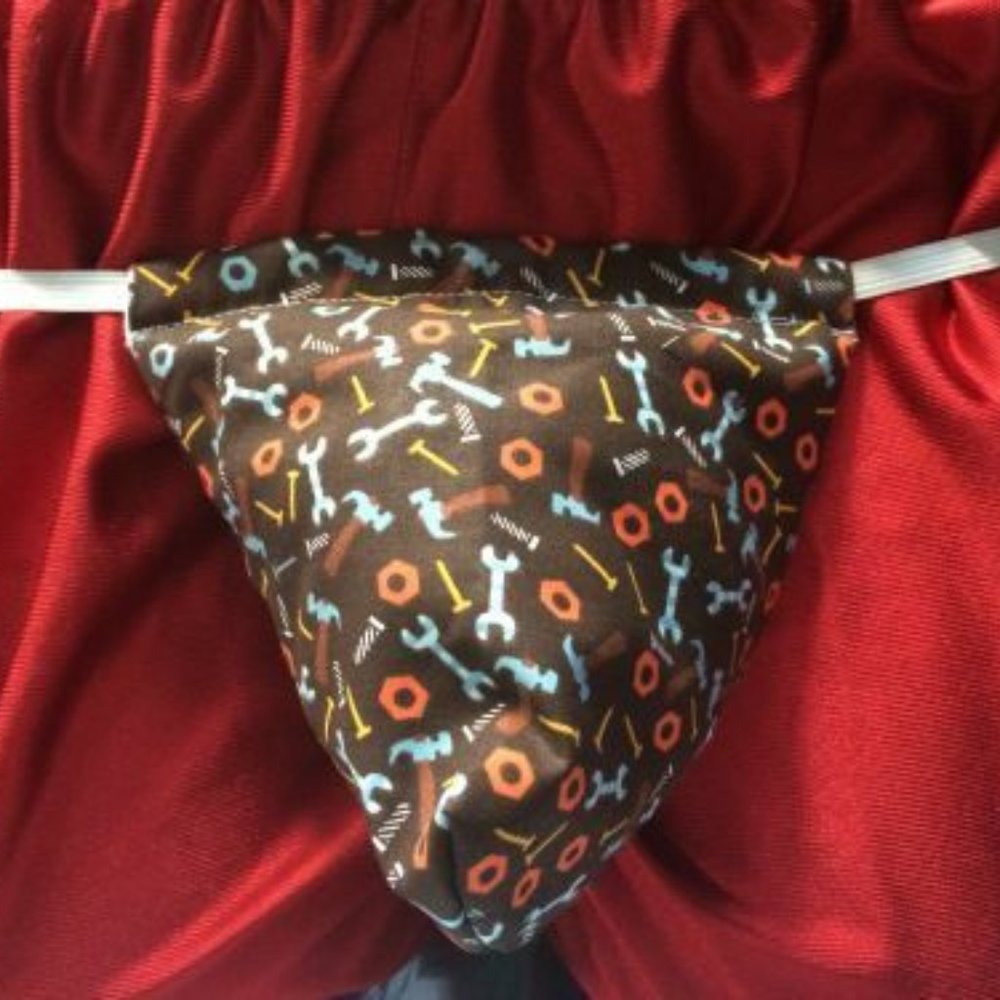 Mens CONSTRUCTION G-String Thong Male Fathers Day Lingerie Underwear